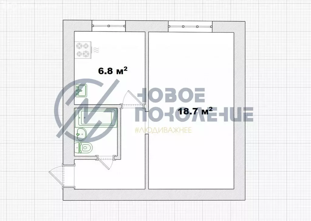 1-комнатная квартира: Омск, посёлок Амурский, улица Багратиона, 25 ... - Фото 2