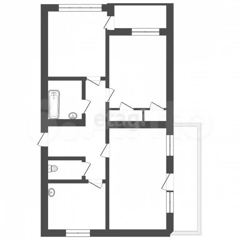 3-к. квартира, 64,5 м, 4/5 эт. - Фото 0