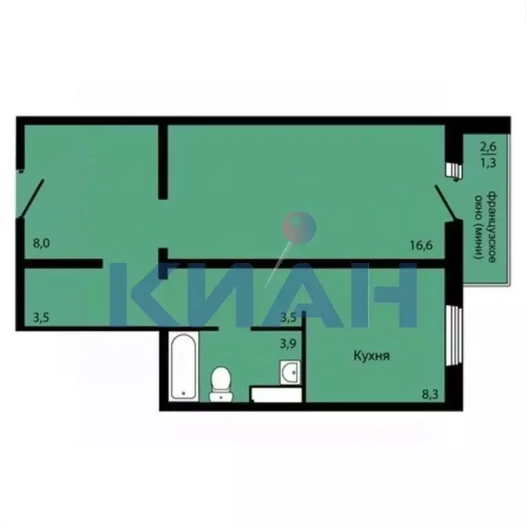 1-к кв. Красноярский край, Красноярск Аральская ул., 51 (45.1 м) - Фото 2