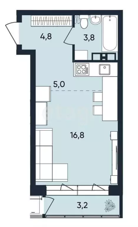 Квартира-студия: Пермь, Белозёрская улица, 30А (31.4 м) - Фото 1