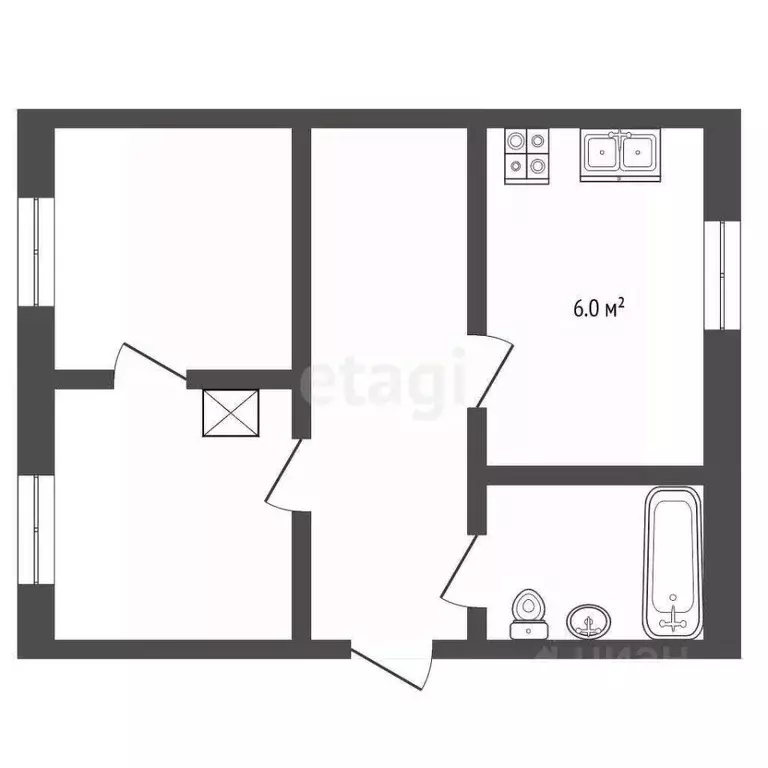 2-к кв. Вологодская область, Великий Устюг Красноармейская ул., 58 ... - Фото 2