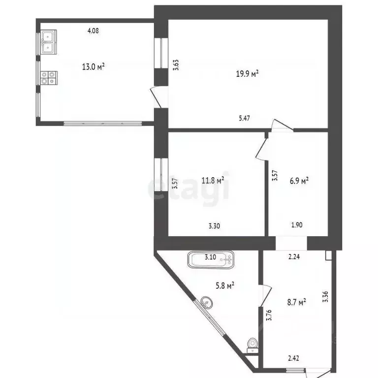 2-к кв. Крым, Ялта ул. Красноармейская, 21 (66.0 м) - Фото 1