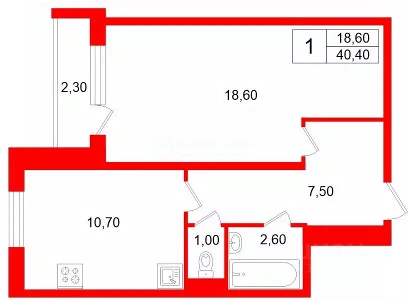 1-к кв. Санкт-Петербург просп. Просвещения, 102А (40.4 м) - Фото 2