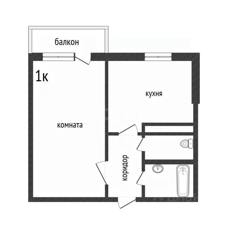 1-к кв. Белгородская область, Белгород ул. Щорса, 55а (34.0 м) - Фото 2
