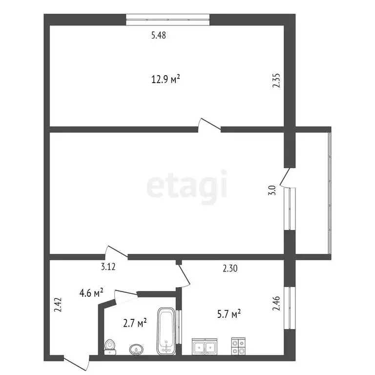 2-комнатная квартира: Орджоникидзе, улица Нахимова, 22 (42.2 м) - Фото 1