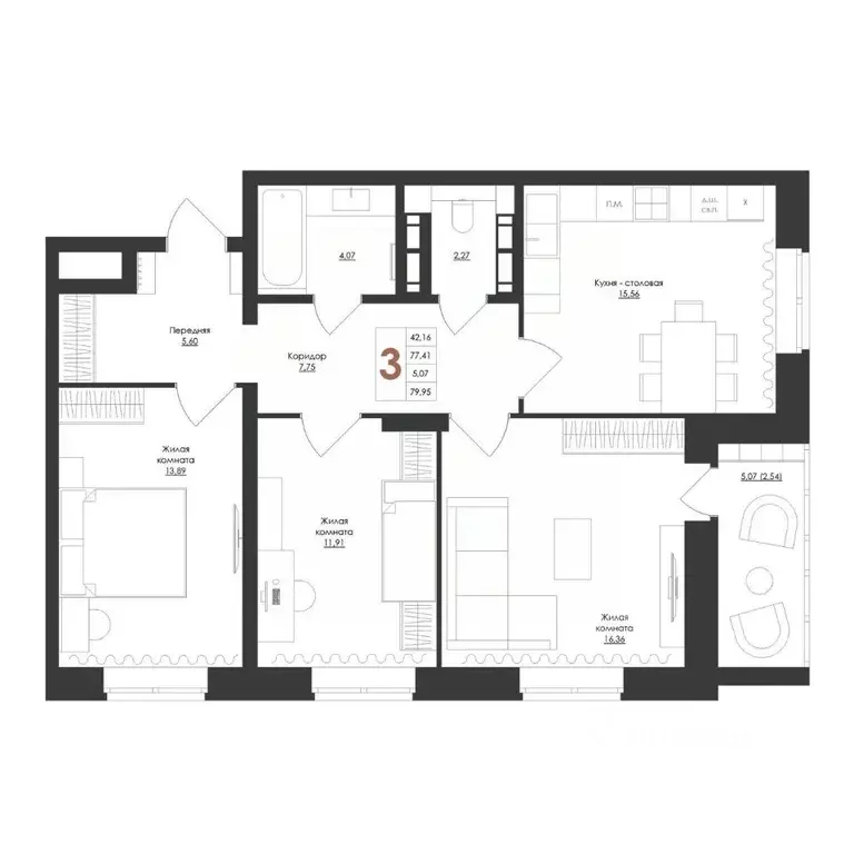 3-к кв. Орловская область, Орловский район, с. Старцево Колледжская ... - Фото 2