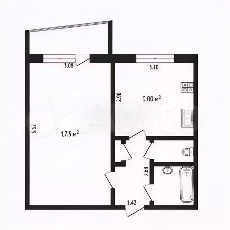 1-к. квартира, 34 м, 3/9 эт. - Фото 0