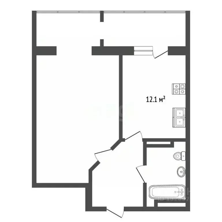 1-к кв. Орловская область, Орел ул. Максима Горького, 100 (45.5 м) - Фото 2