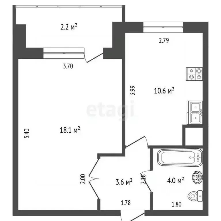 1-к кв. Саха (Якутия), Якутск Кулачикова-Элляя ул., 5 (36.3 м) - Фото 2