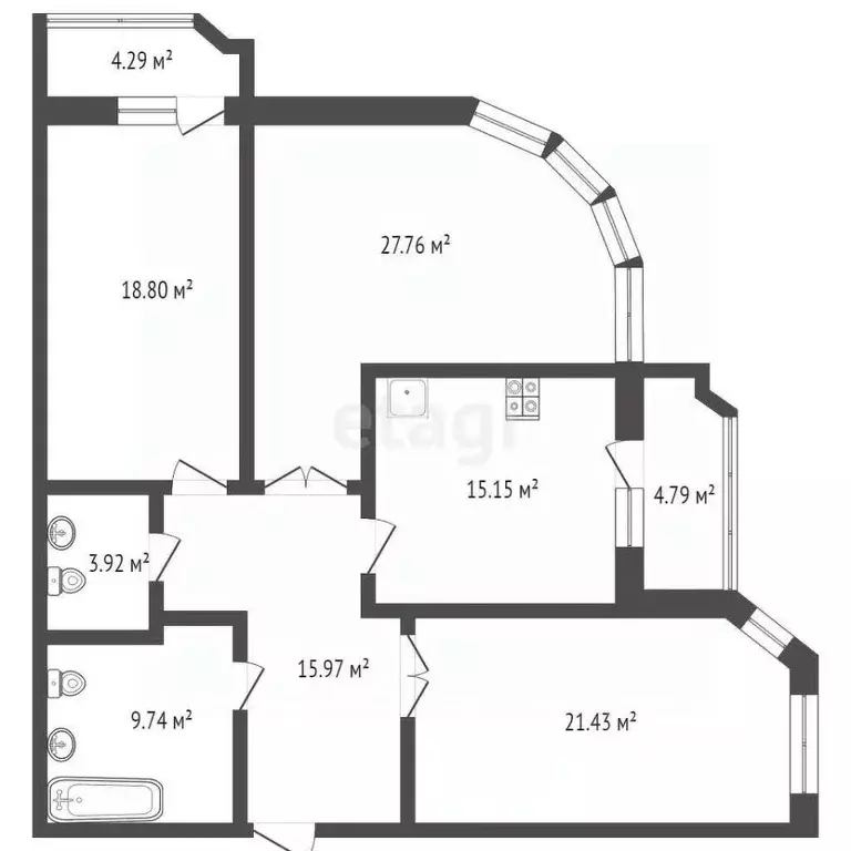 3-к кв. Брянская область, Брянск Красноармейская ул., 42 (111.0 м) - Фото 1