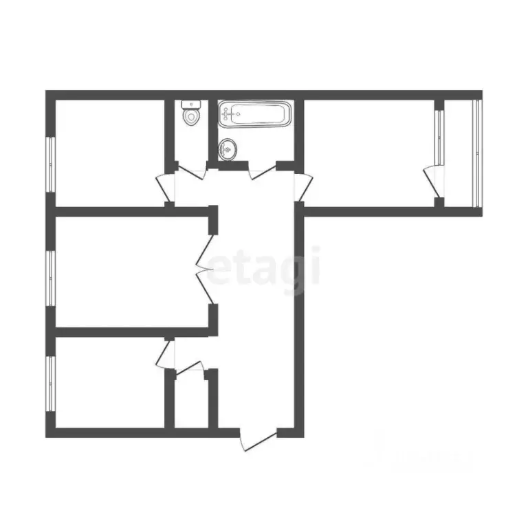 3-к кв. Тульская область, Тула ул. Чапаева, 34 (64.7 м) - Фото 1