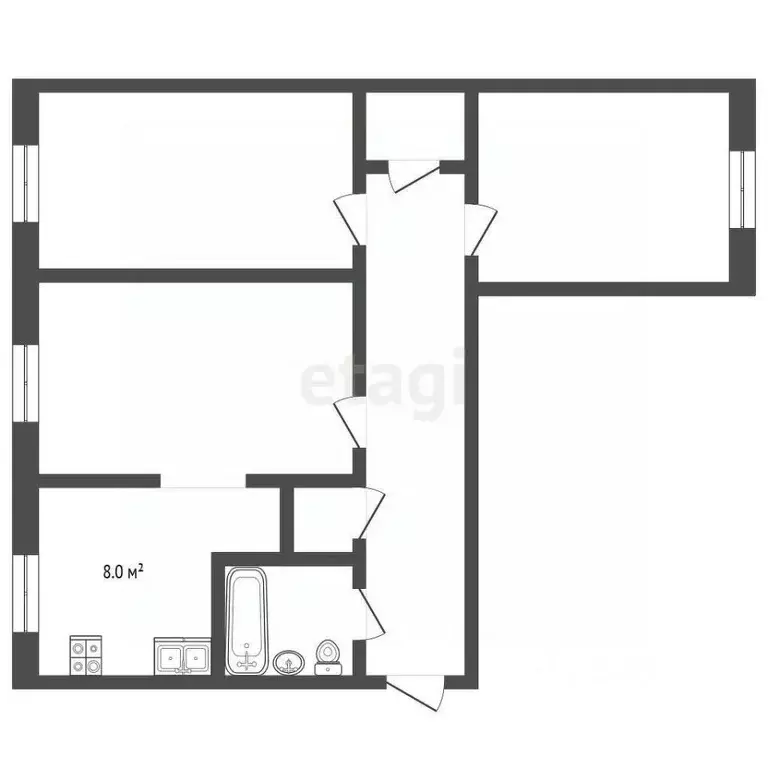 3-к кв. Тамбовская область, Тамбов ул. Маяковского, 12 (55.1 м) - Фото 2