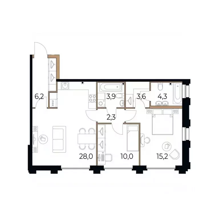 2-к кв. Вологодская область, Череповец Рыбинская ул., 69 (73.5 м) - Фото 1