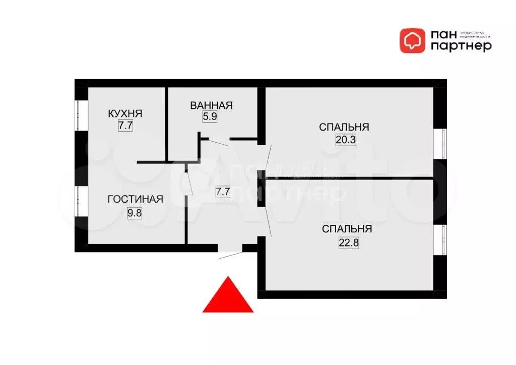 2-к. квартира, 74,2 м, 2/5 эт. - Фото 0