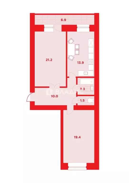 2-комнатная квартира: Благовещенск, Заводская улица, 2/4 (73 м) - Фото 1