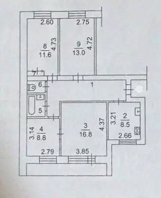 4-к кв. Томская область, Томск ул. Сергея Лазо, 18 (73.3 м) - Фото 2