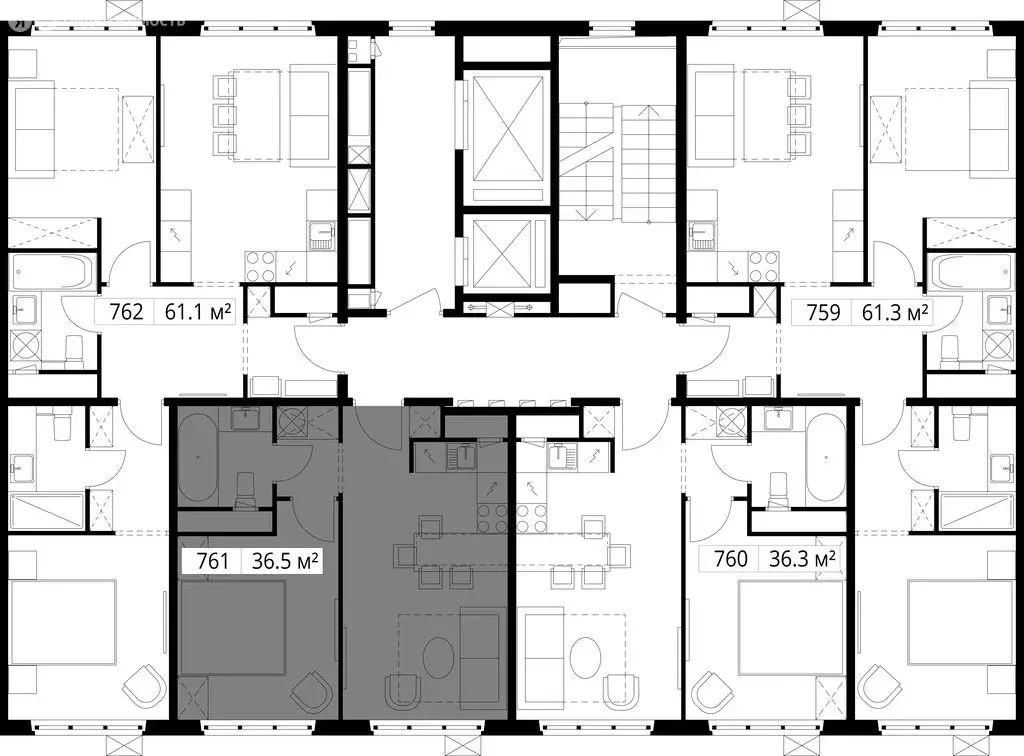 1-комнатная квартира: деревня Сапроново, микрорайон Купелинка, 4 (36.5 ... - Фото 2