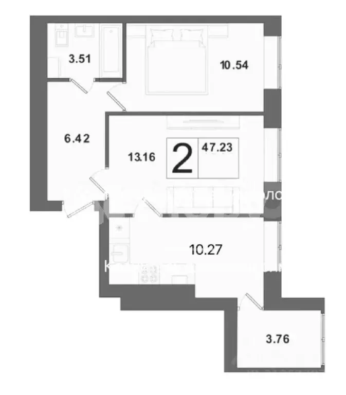2-комнатная квартира: Калининград, Крейсерская улица, 13к1 (49 м) - Фото 0
