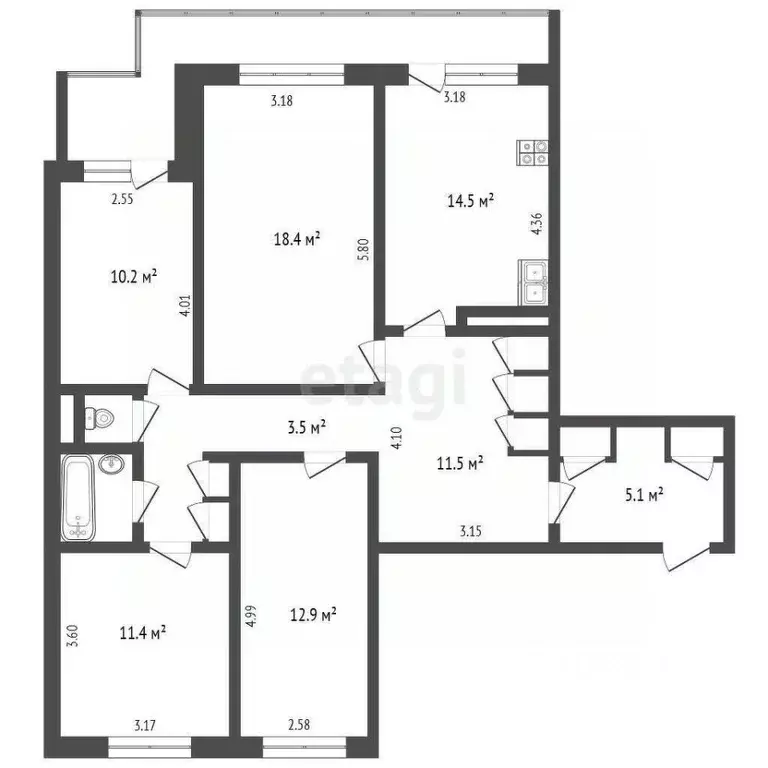 4-к кв. Архангельская область, Архангельск Соломбала исторический ... - Фото 2