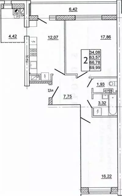 2-к кв. Смоленская область, Смоленск ул. Нахимова, 23А (69.99 м) - Фото 0