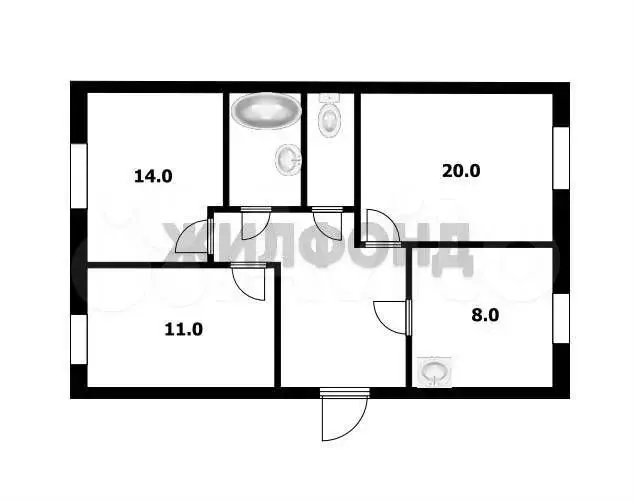3-к. квартира, 62 м, 1/2 эт. - Фото 0