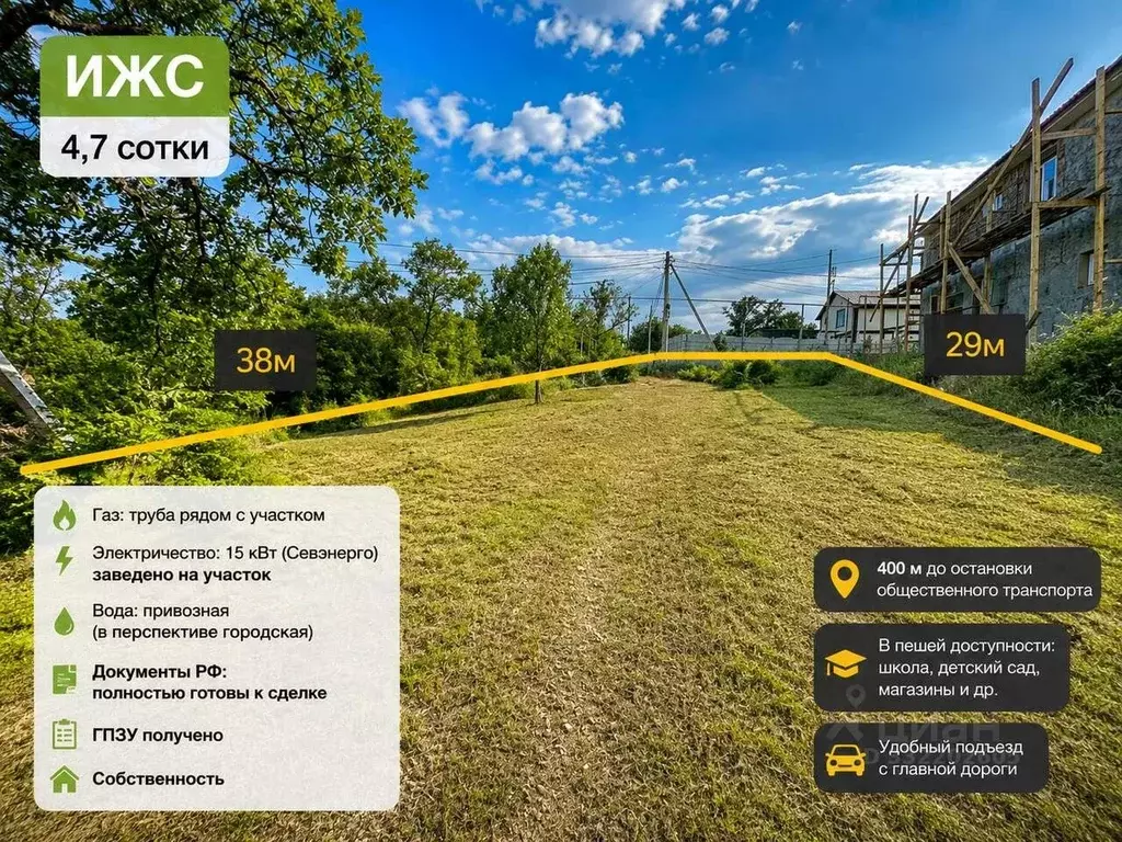 Участок в Севастополь ул. Фланговая, 18 (4.6 сот.) - Фото 1