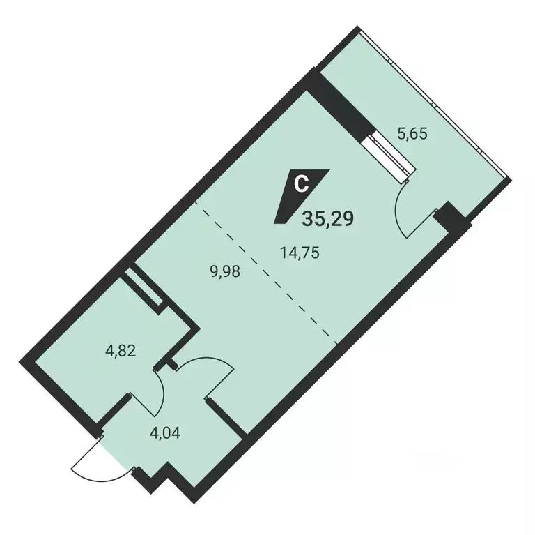 1-к кв. Свердловская область, Екатеринбург ул. Громова, 26 (35.29 м) - Фото 1