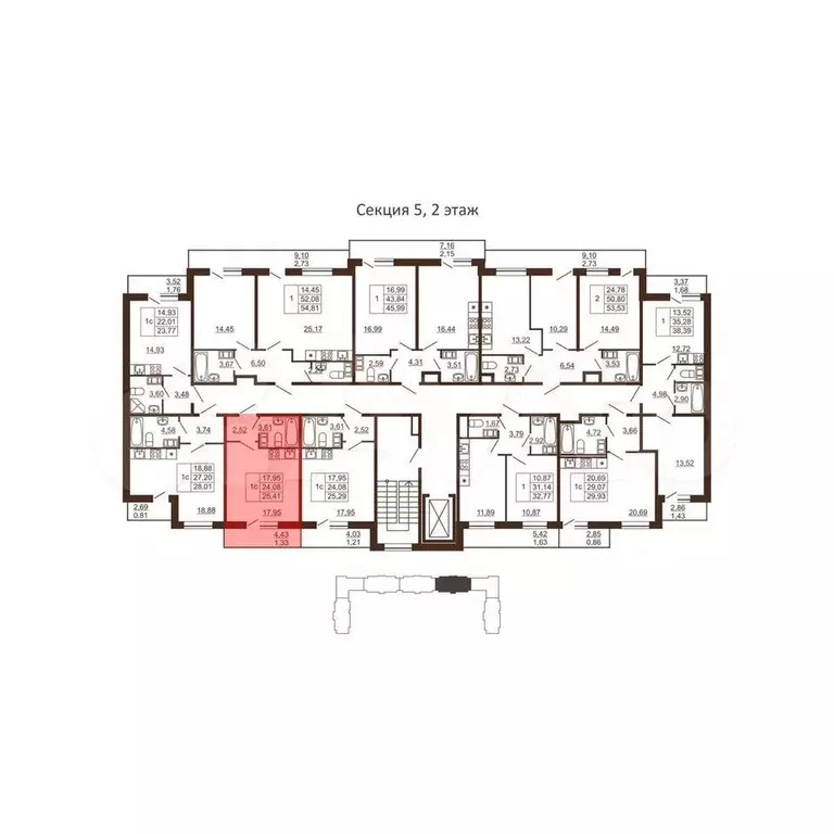 Квартира-студия, 25,4 м, 2/6 эт. - Фото 1