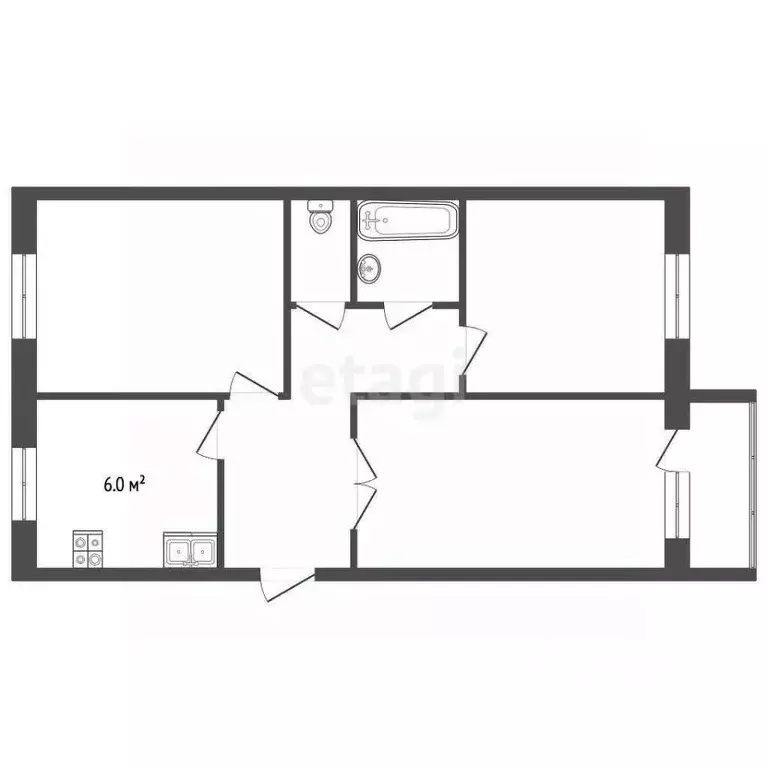 3-к кв. Вологодская область, Вологда ул. Энгельса, 60 (67.5 м) - Фото 0
