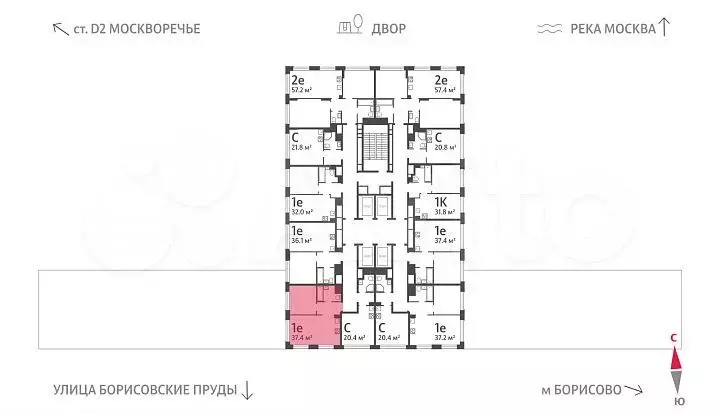 1-к. квартира, 37,4 м, 13/30 эт. - Фото 1