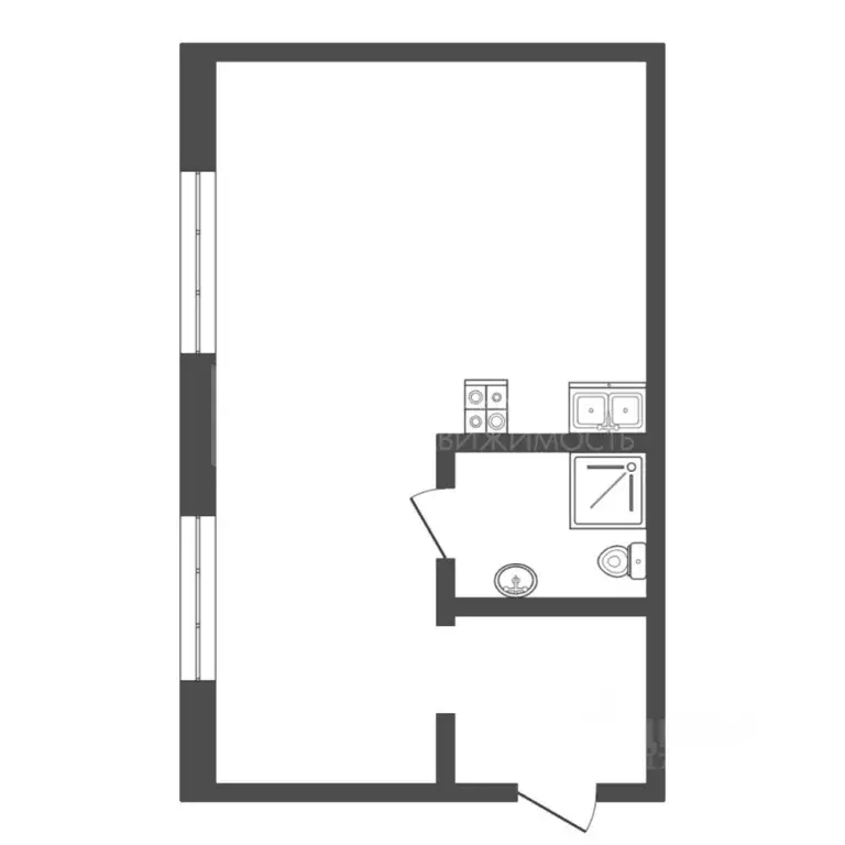 Студия Тюменская область, Тюмень Одесская ул., 18 (28.3 м) - Фото 1