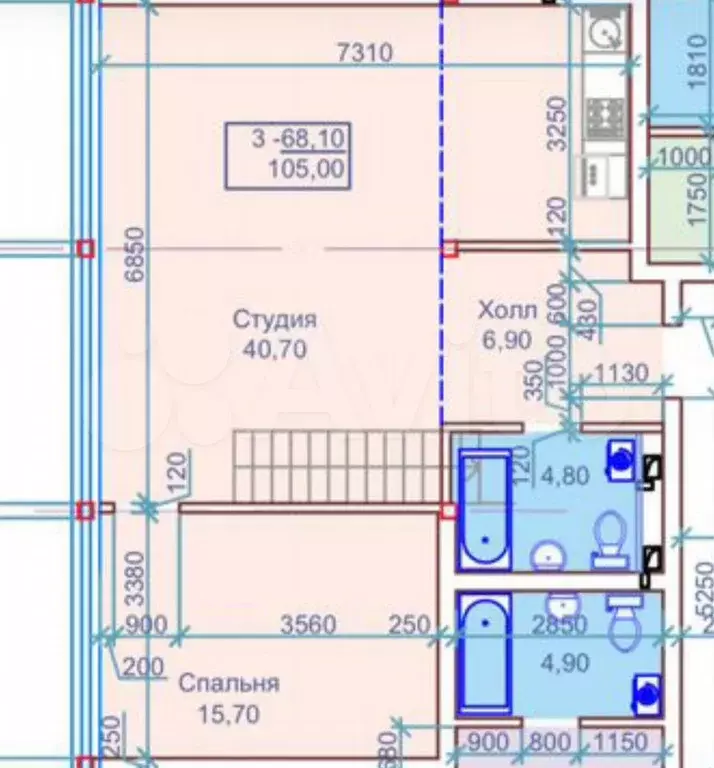 3-к. квартира, 105 м, 8/8 эт. - Фото 0