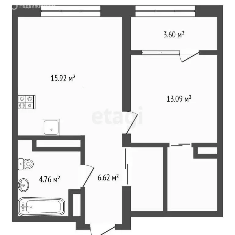 1-комнатная квартира: Тюмень, Ленинский округ, ЖК Беринг (42.19 м) - Фото 1