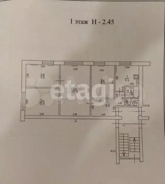 4-к. квартира, 62,1 м, 1/5 эт. - Фото 1