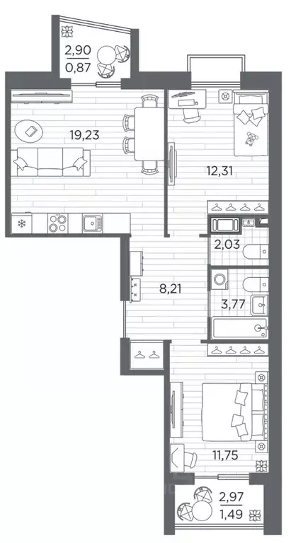 2-к кв. Санкт-Петербург Полюстровский просп., 87 (59.66 м) - Фото 1