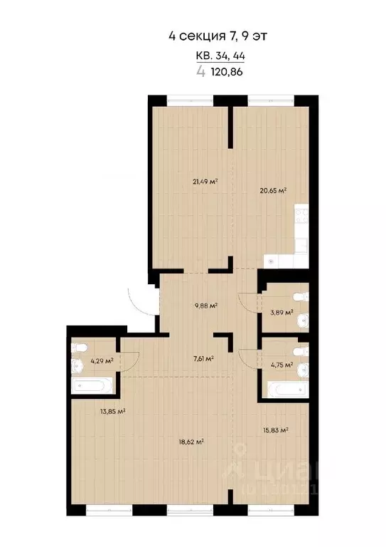 4-к кв. Иркутская область, Иркутск ул. Лебедева-Кумача (120.86 м) - Фото 0
