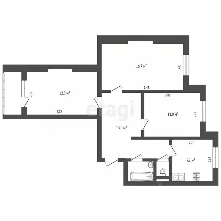 3-к кв. Ямало-Ненецкий АО, Новый Уренгой Советский мкр, 3/5 (64.8 м) - Фото 2