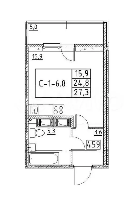 Квартира-студия, 25 м, 2/12 эт. - Фото 0