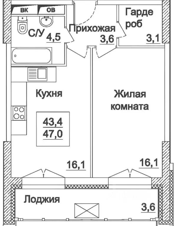 1-к кв. Москва Хорошевское ш., 25Ак3 (45.0 м) - Фото 1