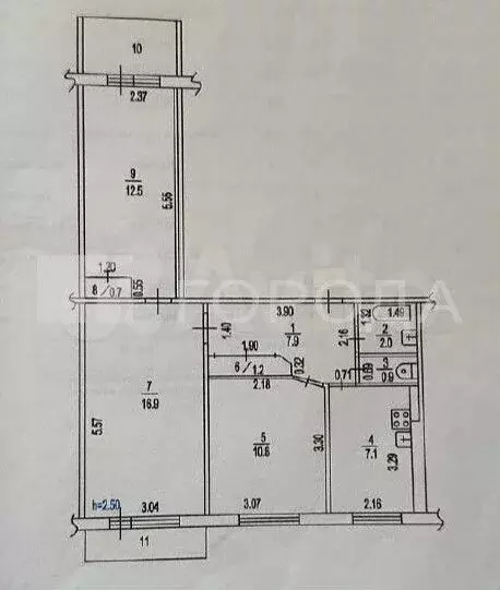 3-к. квартира, 63 м, 7/9 эт. - Фото 0