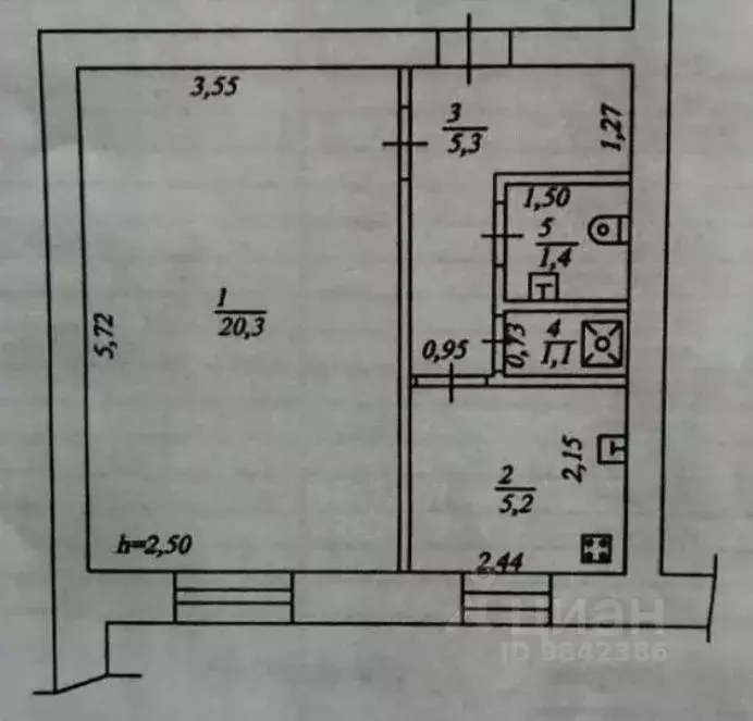 1-к кв. Татарстан, Казань ул. Фатыха Амирхана, 12Б (33.3 м) - Фото 1