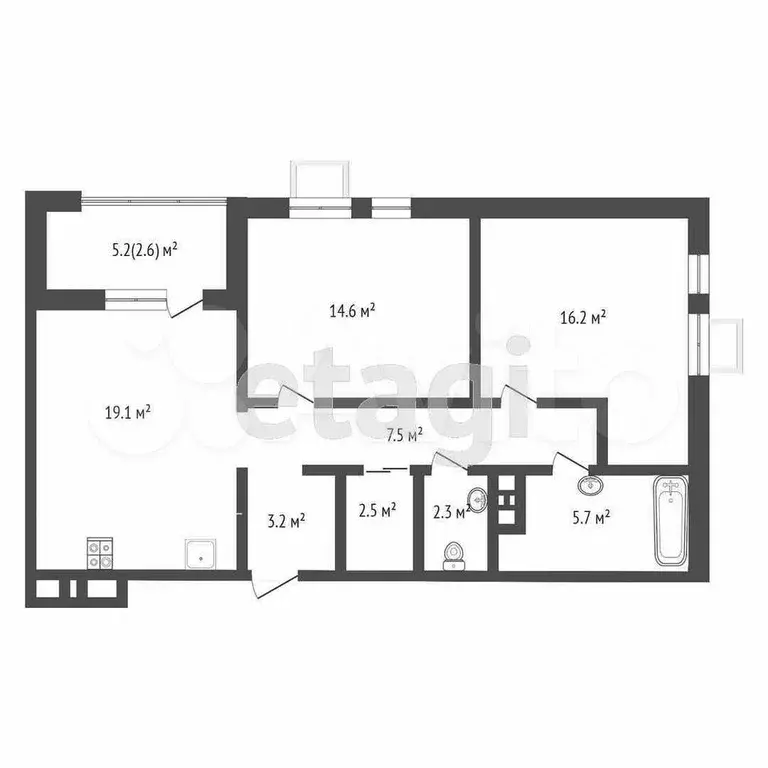2-к. квартира, 71 м, 9/18 эт. - Фото 0