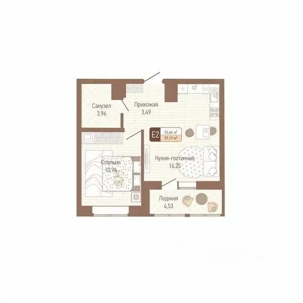 1-к кв. Тульская область, Тула Кулик жилой комплекс (36.93 м) - Фото 0