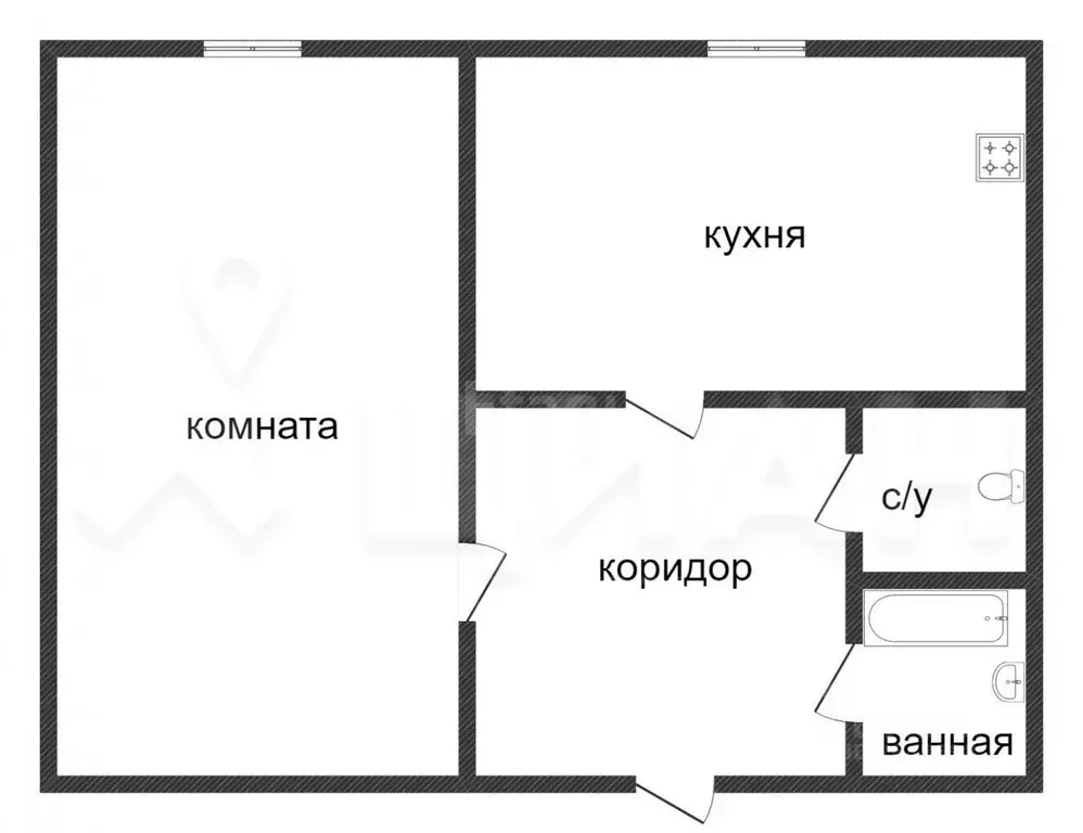 1-к кв. Татарстан, Казань ул. Короленко, 35 (35.0 м) - Фото 1