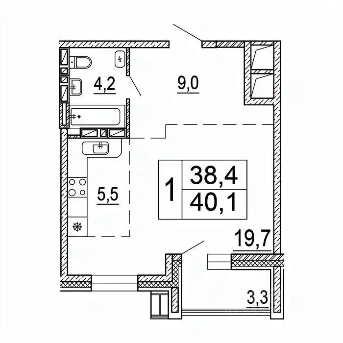 1-к кв. Приморский край, Уссурийск Горизонты жилой комплекс (40.1 м) - Фото 1