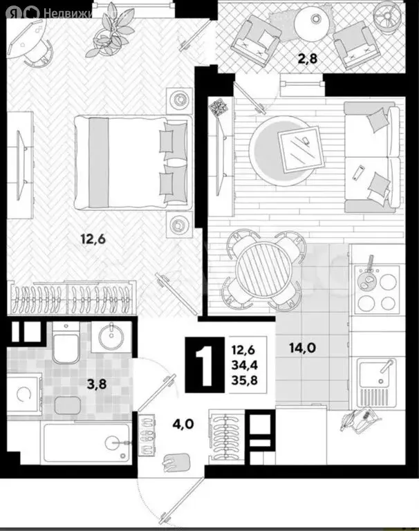 1-комнатная квартира: Краснодар, улица Ивана Беличенко, 89 (37.2 м) - Фото 0