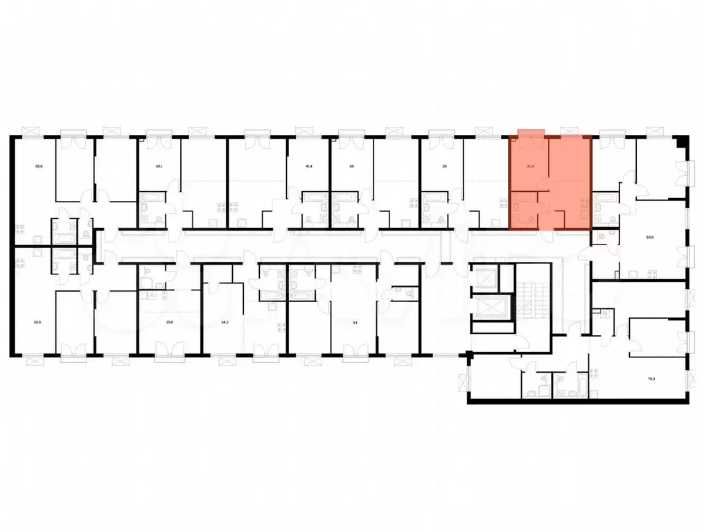 1-к. квартира, 32,4 м, 9/9 эт. - Фото 1