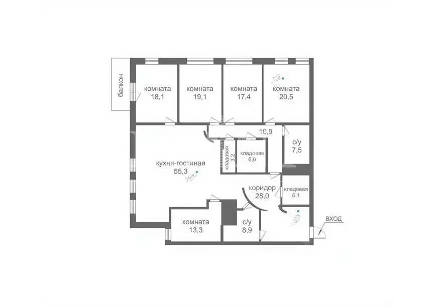 Квартира, 5 и более комнат, 214.3 м - Фото 1