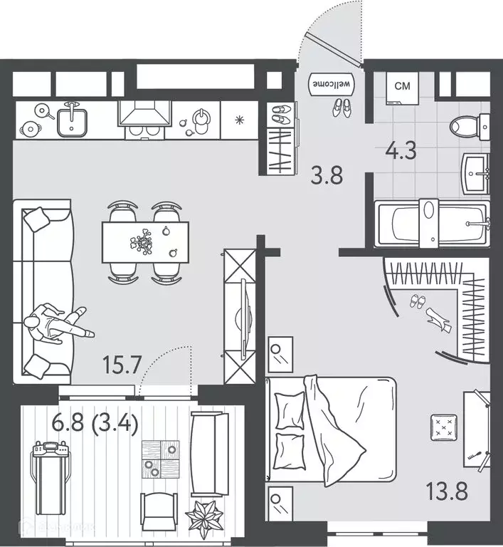1-комнатная квартира: Краснодар, ул. Колхозная (41 м) - Фото 1