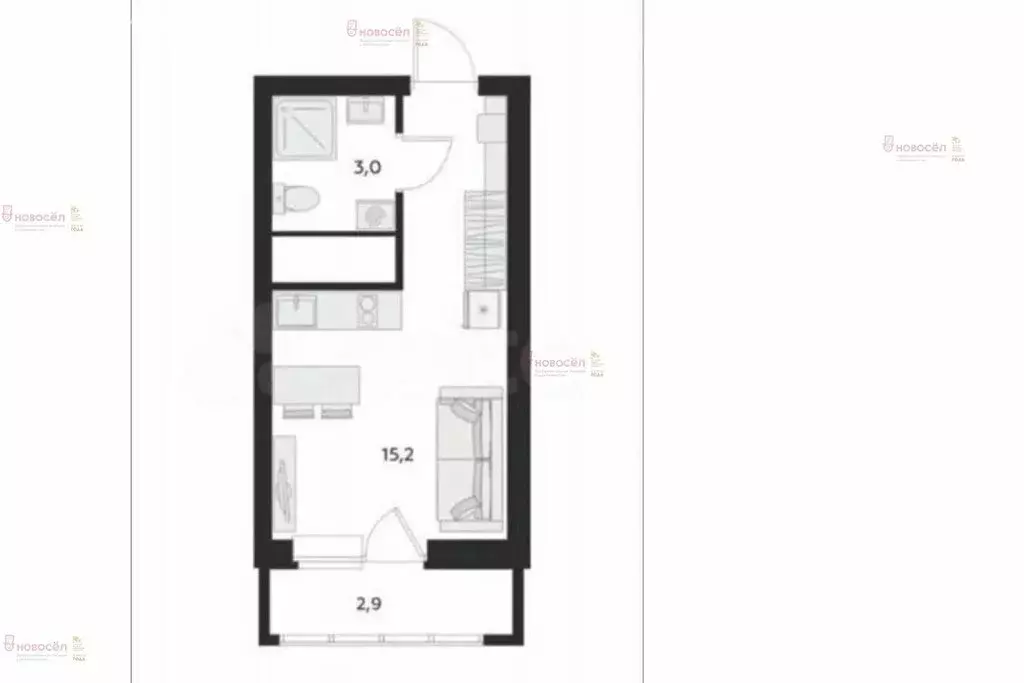 Квартира-студия: Екатеринбург, жилой район Уктус, микрорайон Светлый, ... - Фото 1